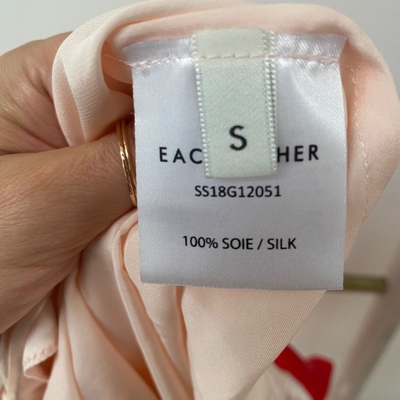 Each X Other Paris Silk Asymmetrical Ruffle Red Nude Straps Dress Sz S RRP $960 - Picture 7 of 13